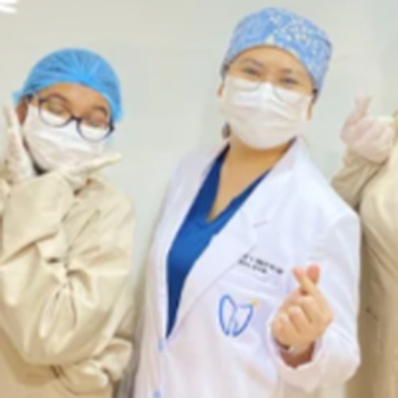 The DJI clinic team in scrubs
